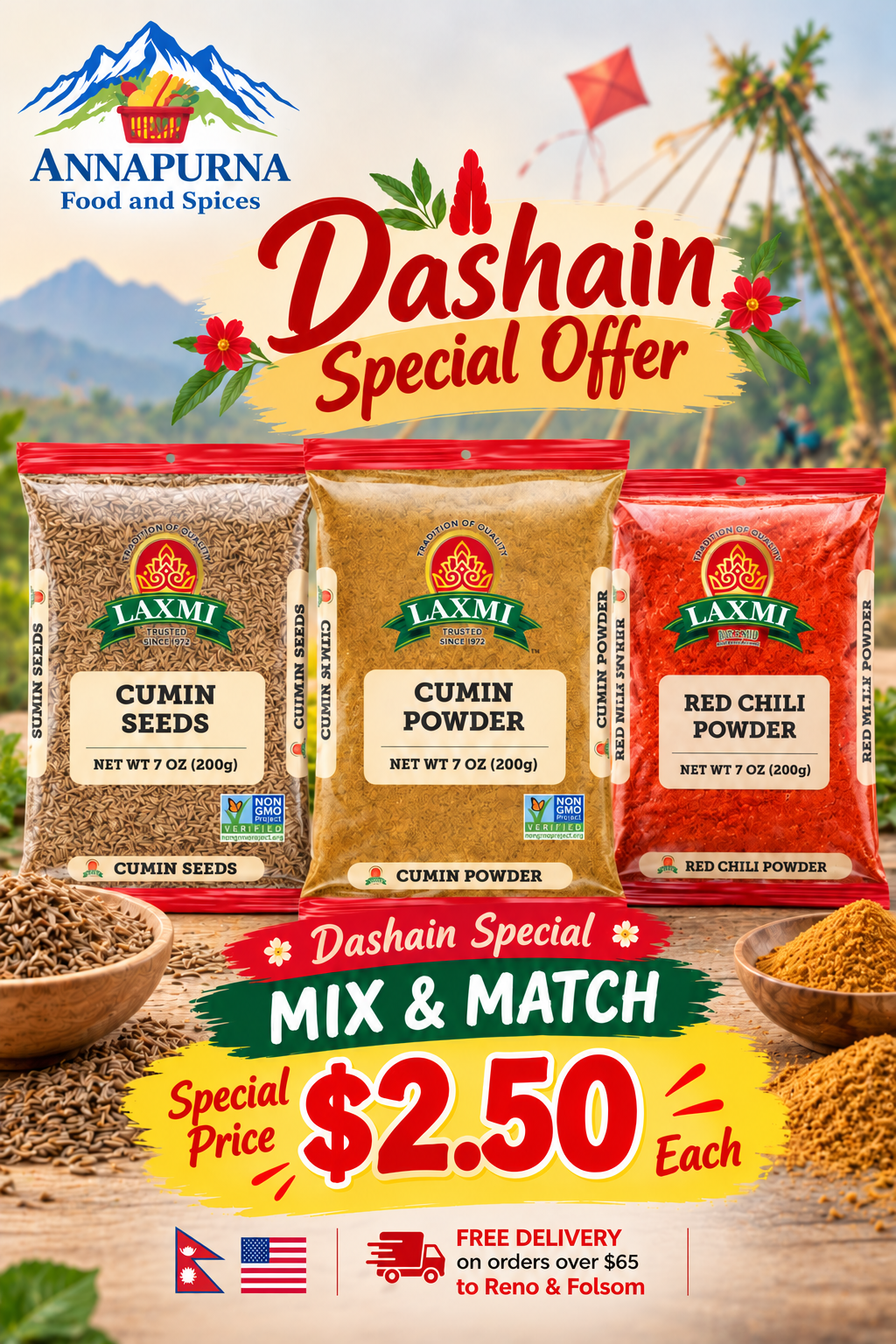 Laxmi Spice Specials: $2.50 each