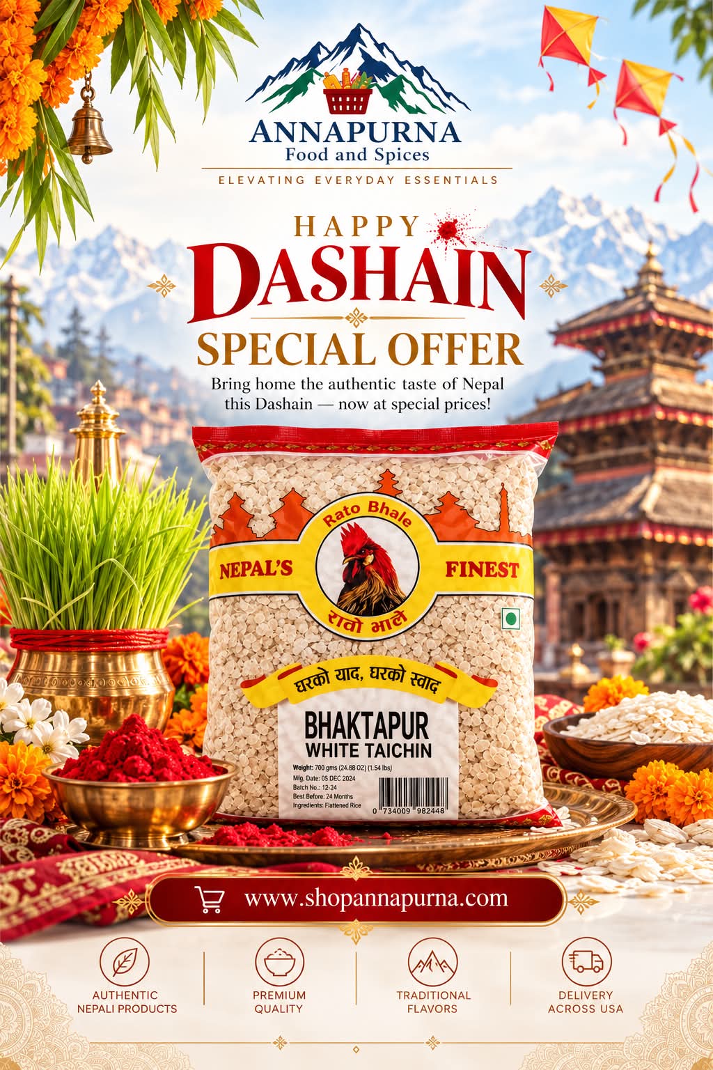 Bhaktapur Seto Taichin Chieura (White Beaten Rice) 700g